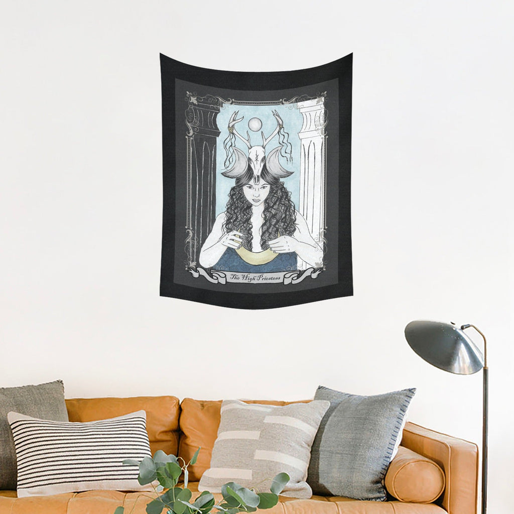 The High Priestess Tarot Art Cotton Linen Tapestry 30"x 40" - Angel's House of Design Co.