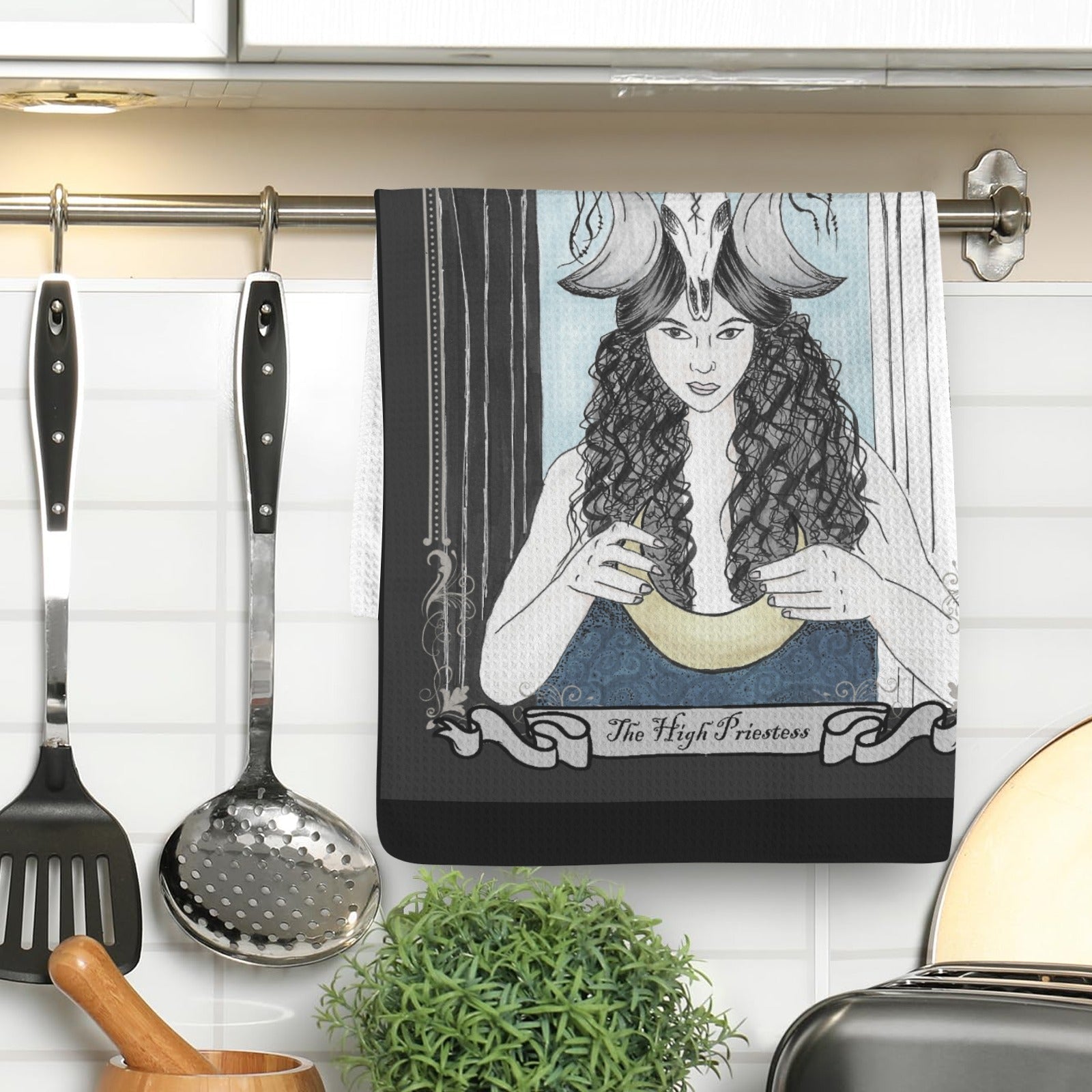 The High Priestess Tarot Art Kitchen Hand Towel 40X60cm - Angel's House of Design Co.