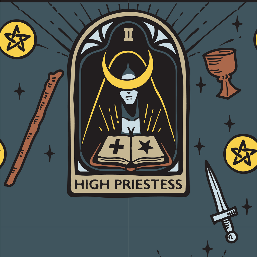 The High Priestess Tarot Nouveau Crew Socks - Angel's House of Design Co.