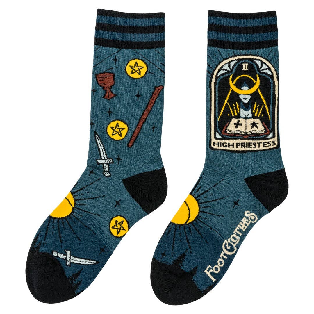 The High Priestess Tarot Nouveau Crew Socks - Angel's House of Design Co.
