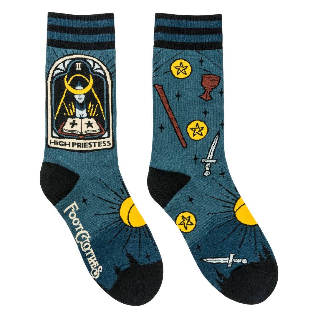 The High Priestess Tarot Nouveau Crew Socks - Angel's House of Design Co.