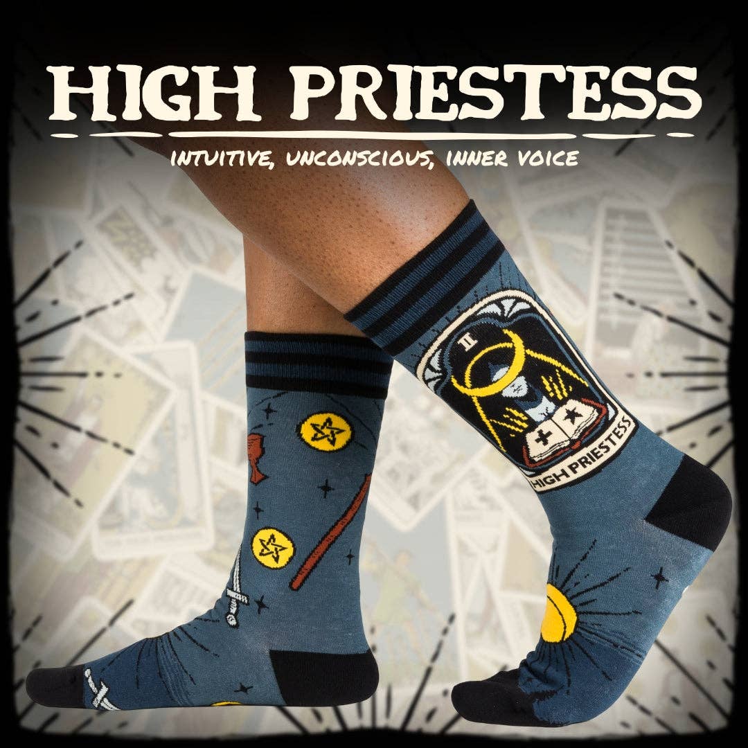 The High Priestess Tarot Nouveau Crew Socks - Angel's House of Design Co.
