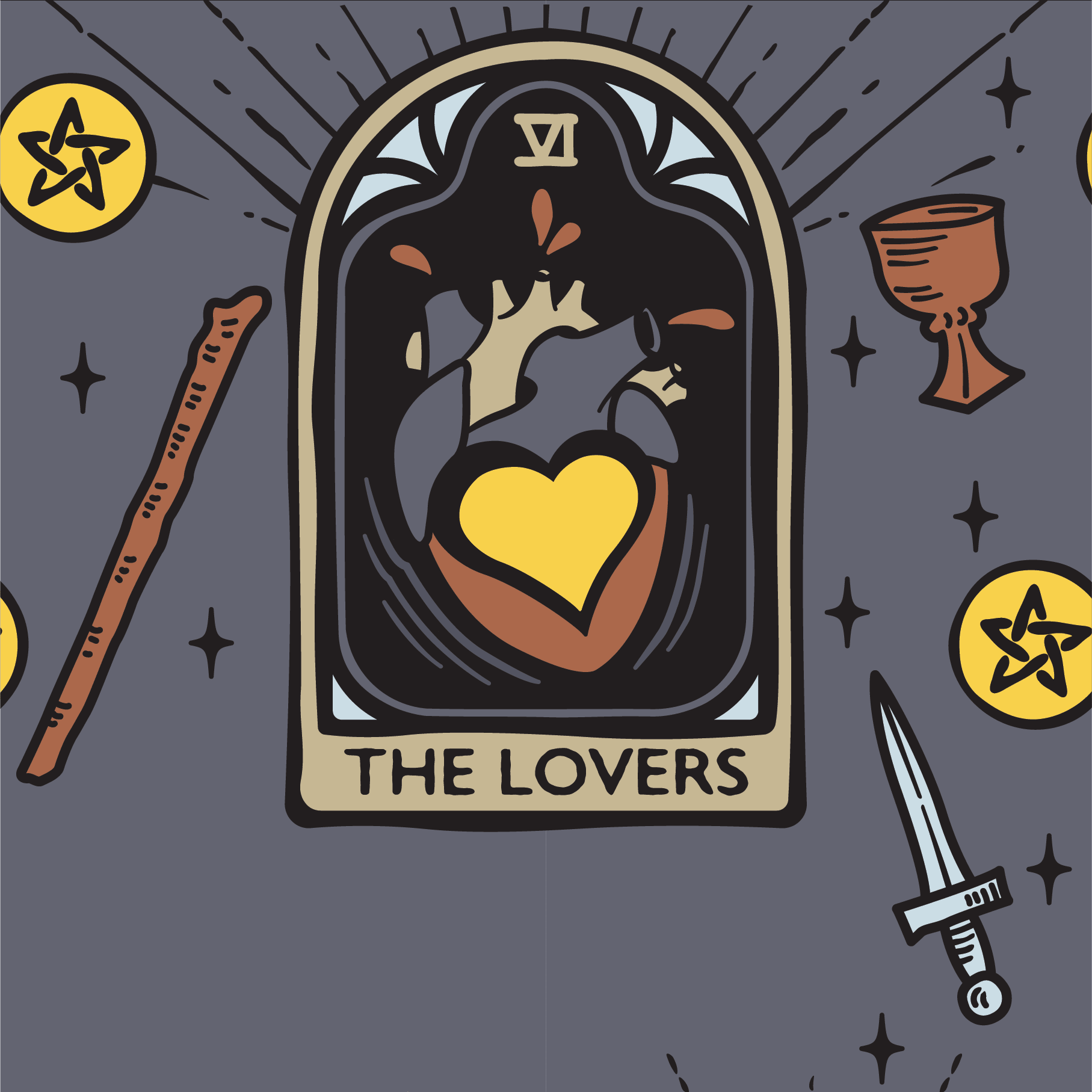 The Lovers Tarot Nouveau Crew Socks - Angel's House of Design Co.