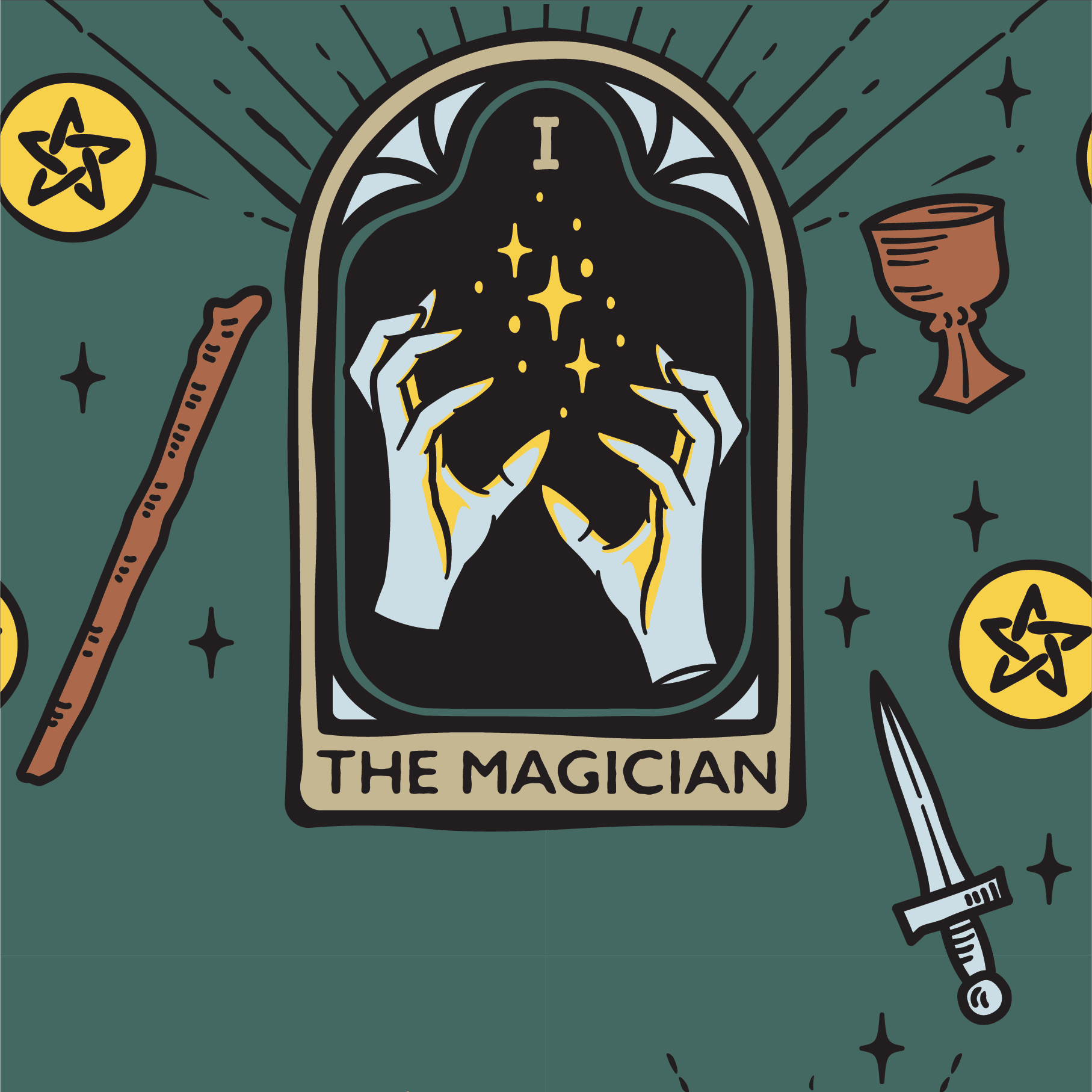 The Magician Tarot Nouveau Crew Socks - Angel's House of Design Co.