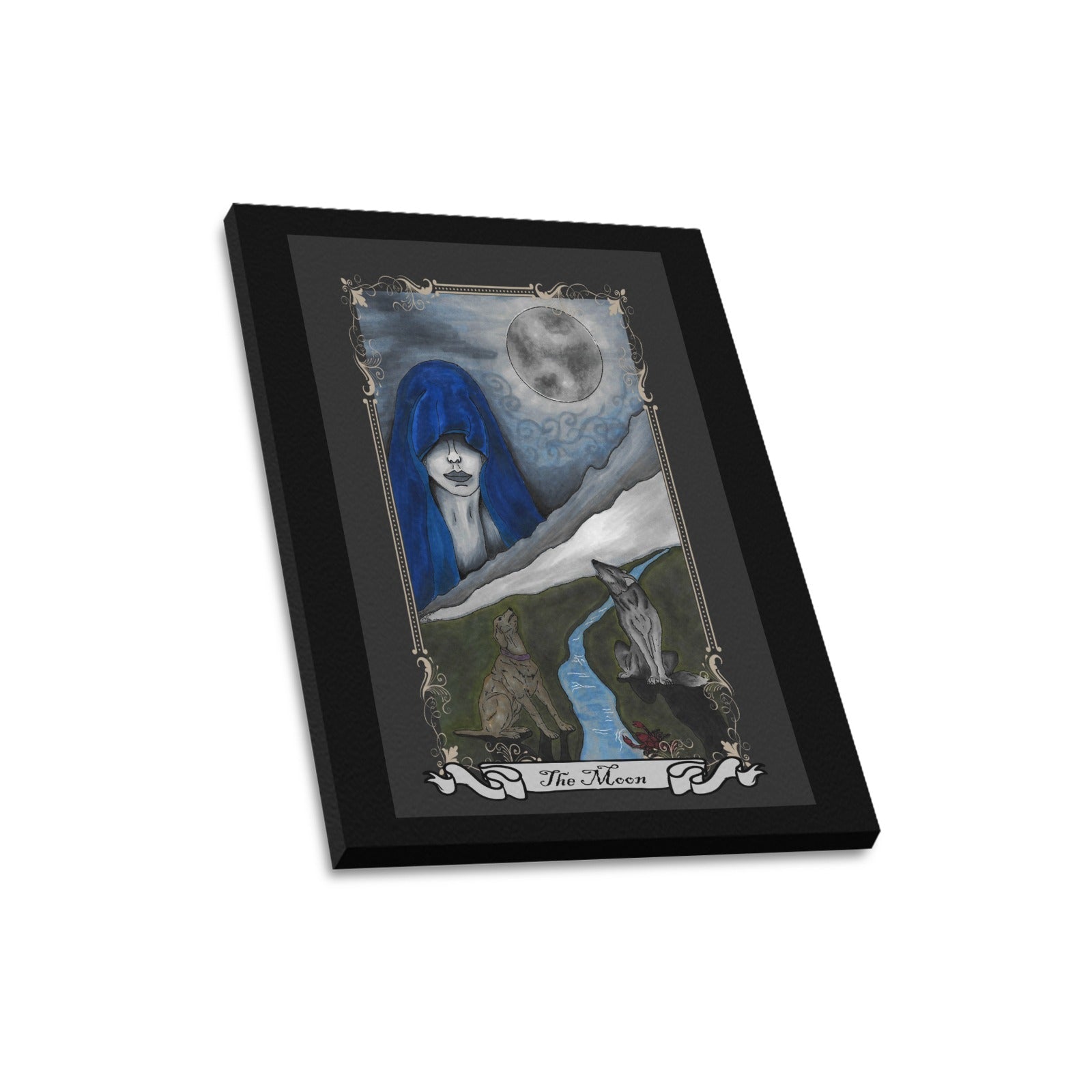 The Moon Tarot Art Canvas Print 16"x20" Original Art - Angel's House of Design Co.