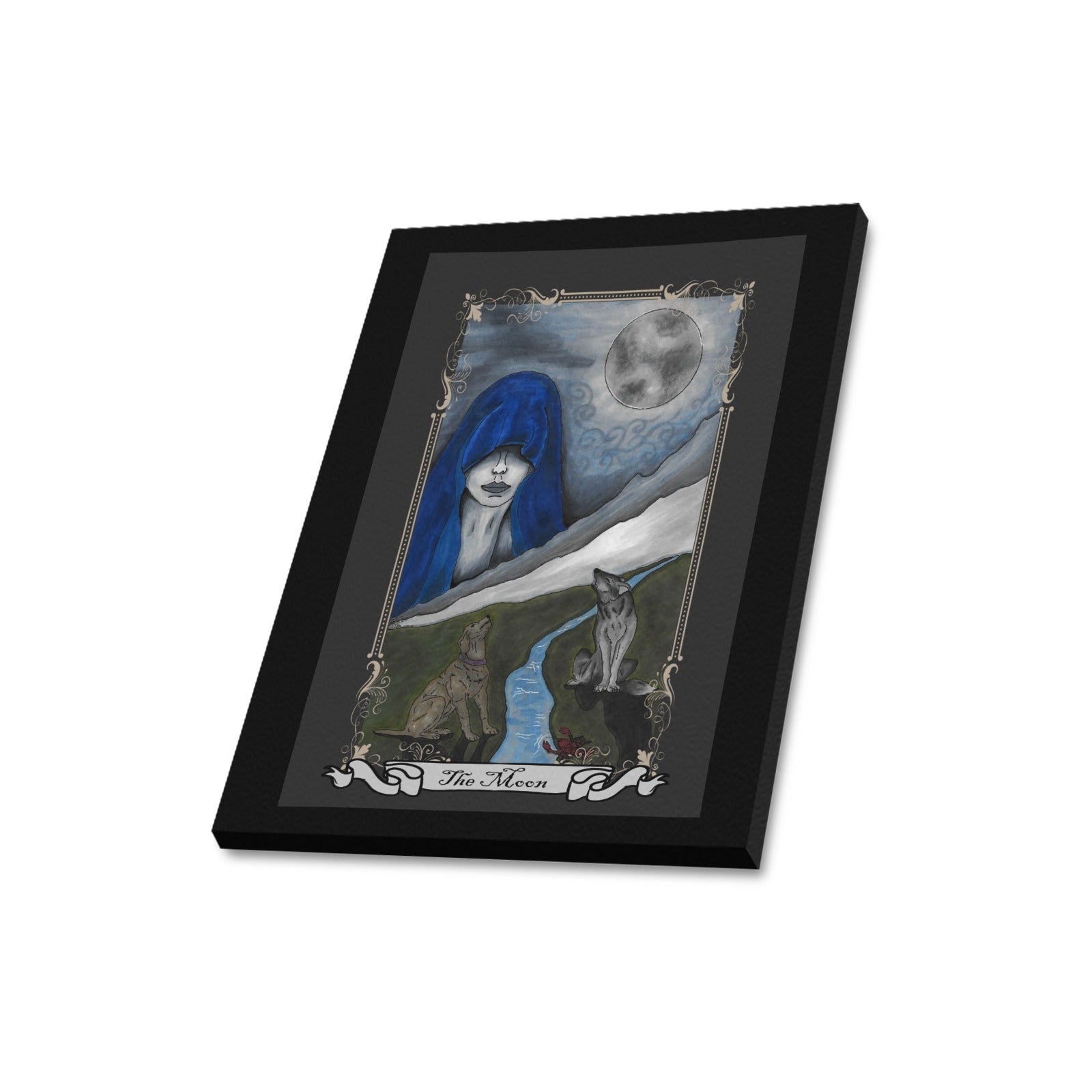The Moon Tarot Art Canvas Print 16"x20" Original Art - Angel's House of Design Co.