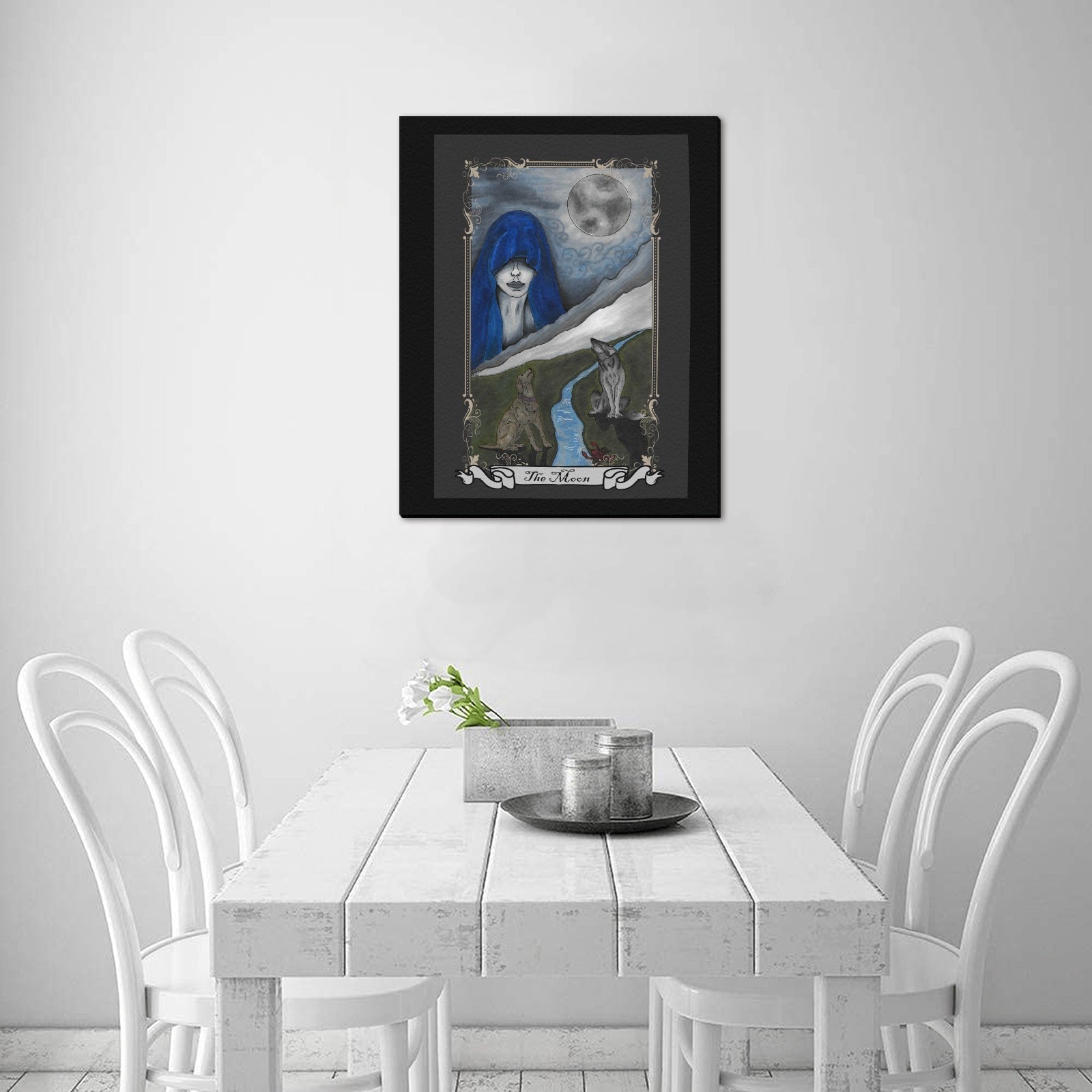 The Moon Tarot Art Canvas Print 16"x20" Original Art - Angel's House of Design Co.
