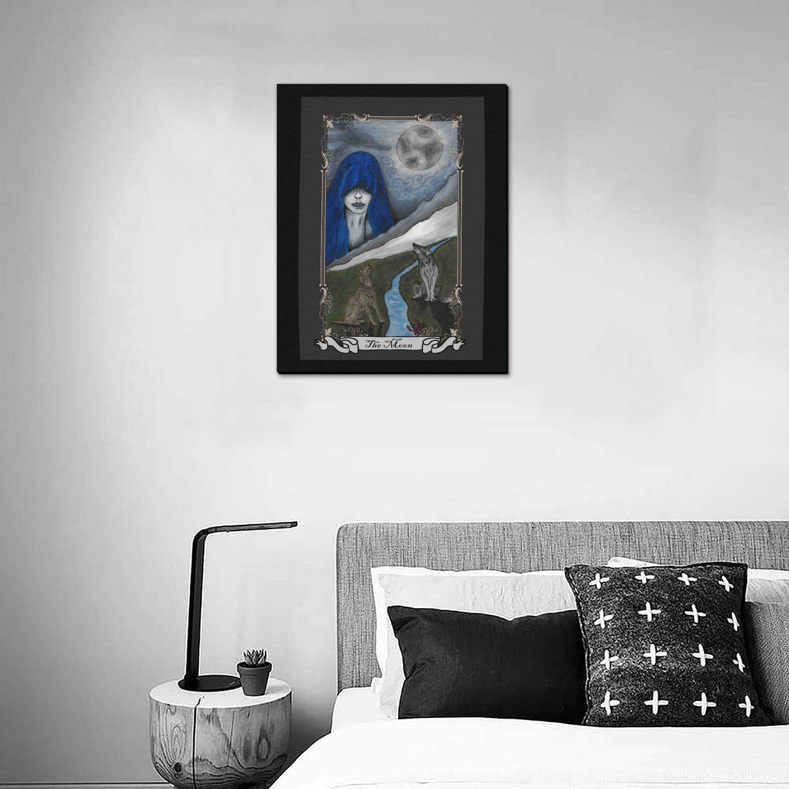 The Moon Tarot Art Canvas Print 16"x20" Original Art - Angel's House of Design Co.