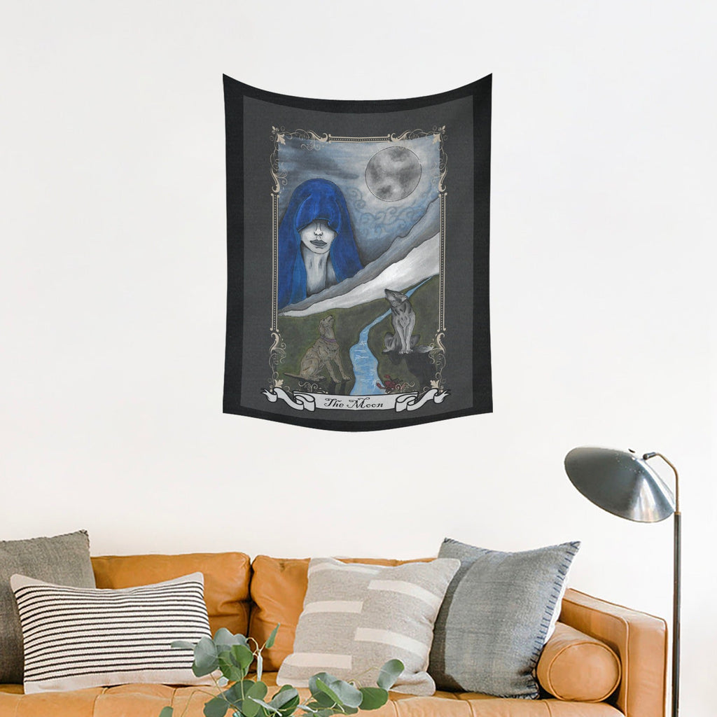The Moon Tarot Art Cotton Linen Tapestry 30"x 40" - Angel's House of Design Co.