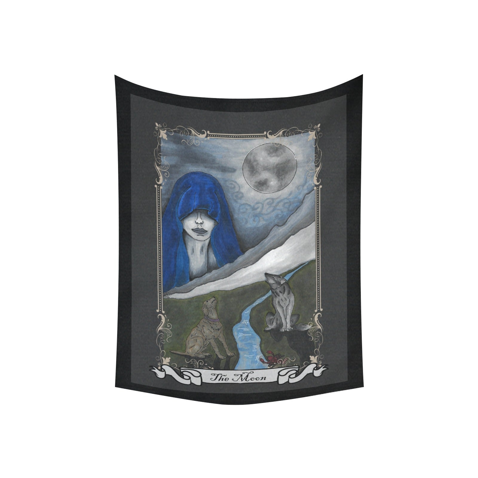 The Moon Tarot Art Cotton Linen Tapestry 30"x 40" - Angel's House of Design Co.