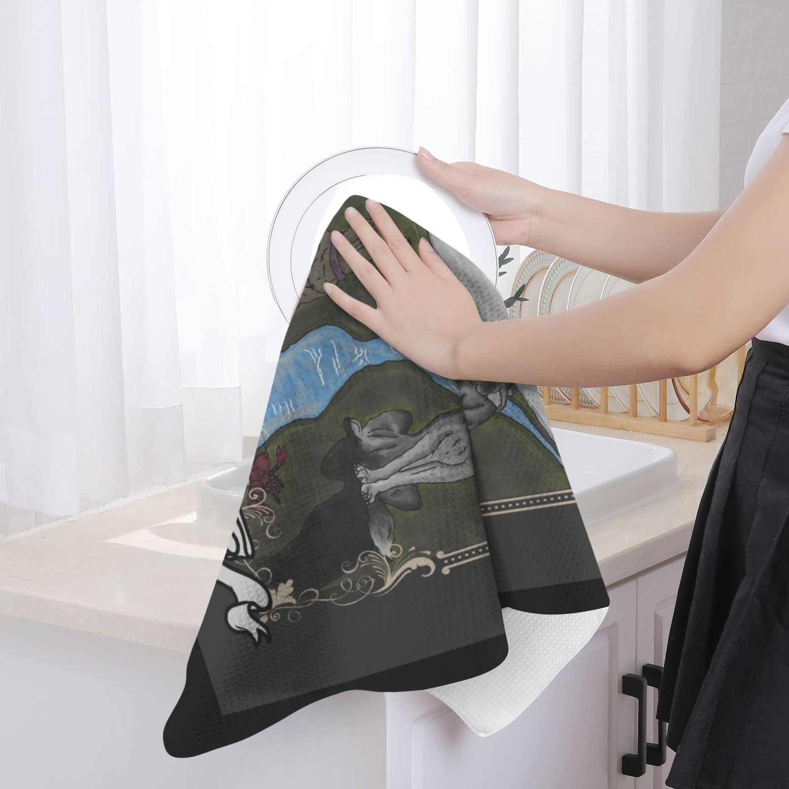 The Moon Tarot Kitchen Hand Towel 40X60cm - Angel's House of Design Co.