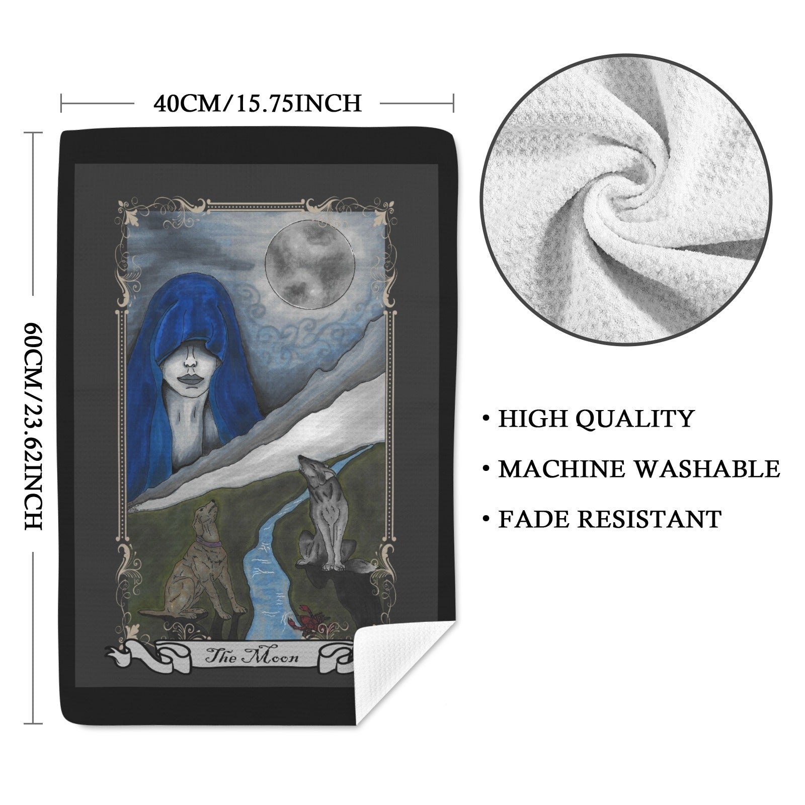 The Moon Tarot Kitchen Hand Towel 40X60cm - Angel's House of Design Co.