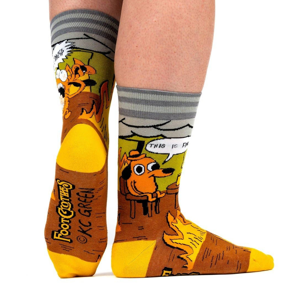 This is Fine. Also, Not Fine. Crew Socks - Angel's House of Design Co.