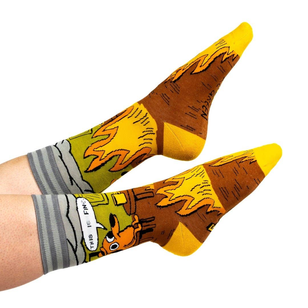 This is Fine. Also, Not Fine. Crew Socks - Angel's House of Design Co.