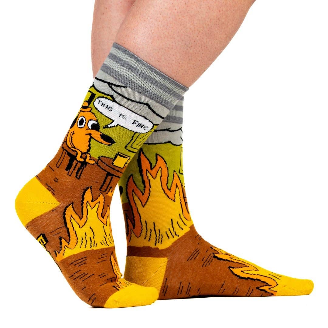 This is Fine. Also, Not Fine. Crew Socks - Angel's House of Design Co.