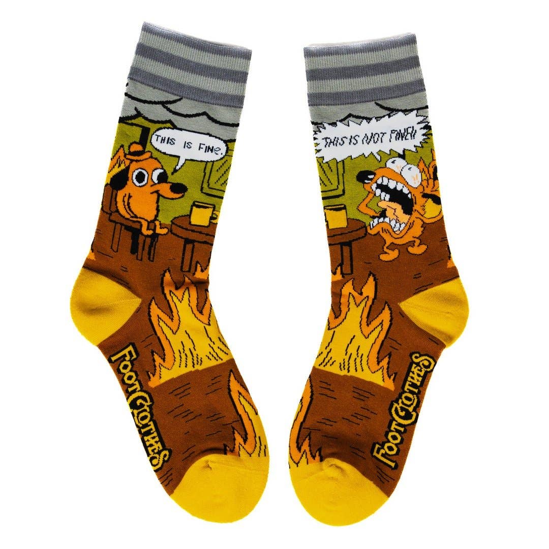 This is Fine. Also, Not Fine. Crew Socks - Angel's House of Design Co.