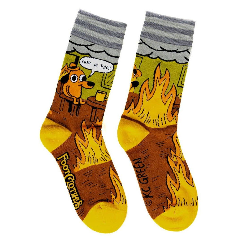 This is Fine. Also, Not Fine. Crew Socks - Angel's House of Design Co.