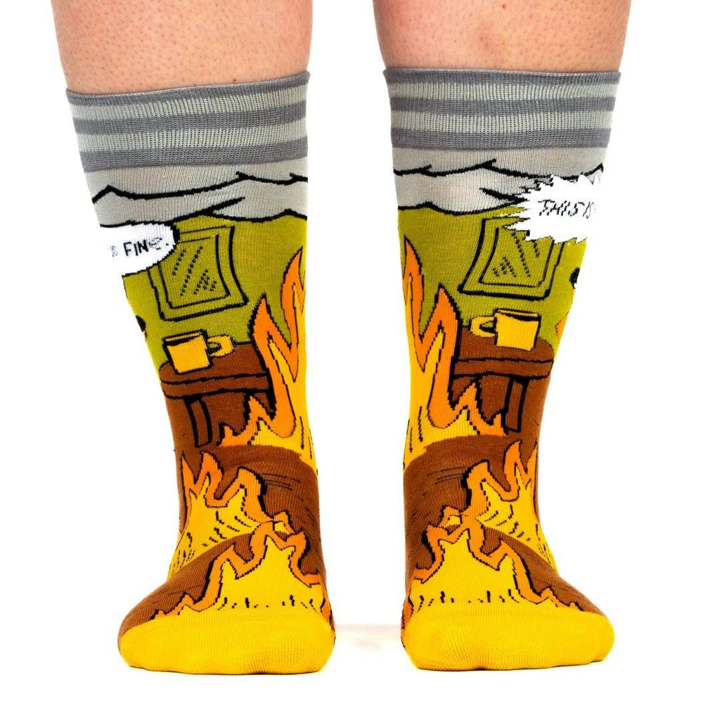 This is Fine. Also, Not Fine. Crew Socks - Angel's House of Design Co.