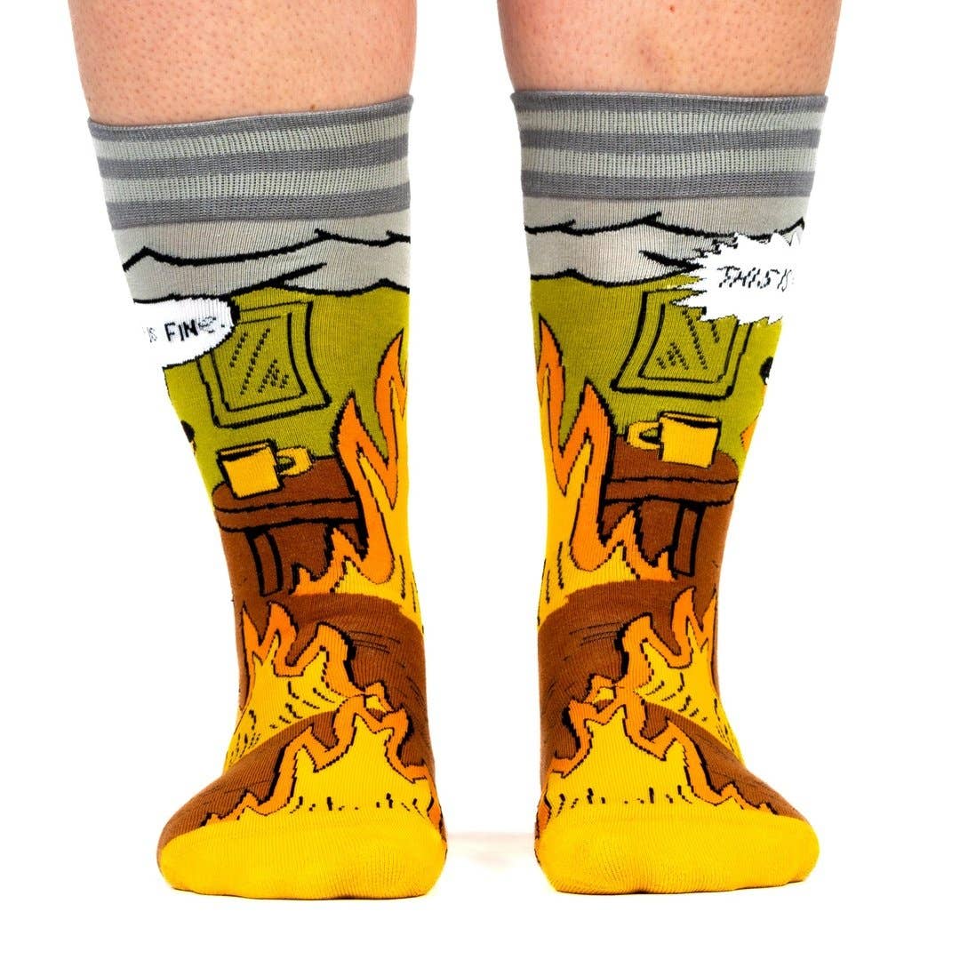 This is Fine. Also, Not Fine. Crew Socks - Angel's House of Design Co.