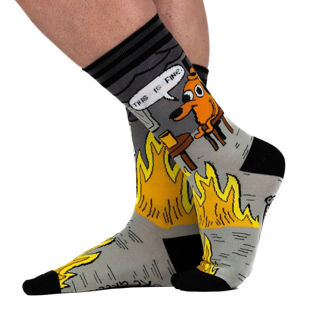 This is Fine: Noir Edition Crew Socks - Angel's House of Design Co.
