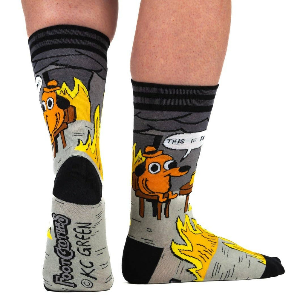 This is Fine: Noir Edition Crew Socks - Angel's House of Design Co.