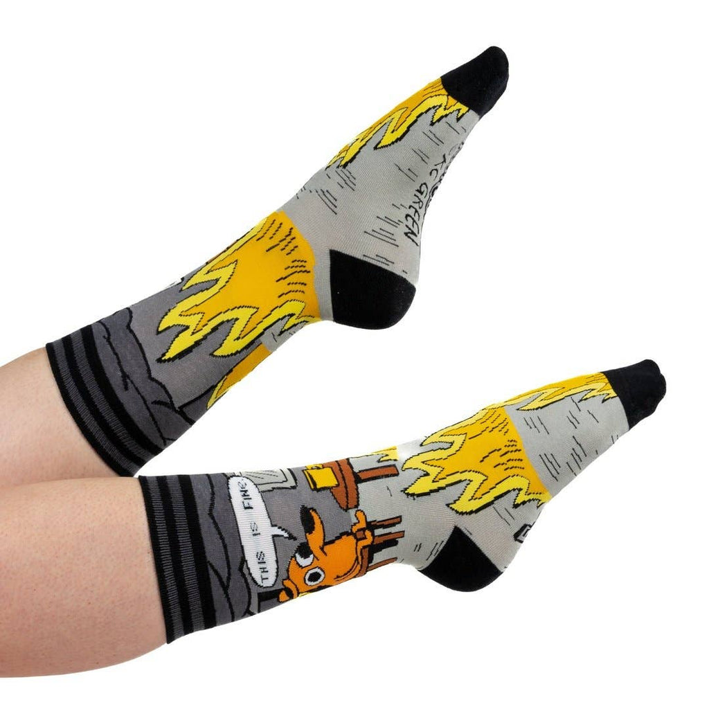 This is Fine: Noir Edition Crew Socks - Angel's House of Design Co.