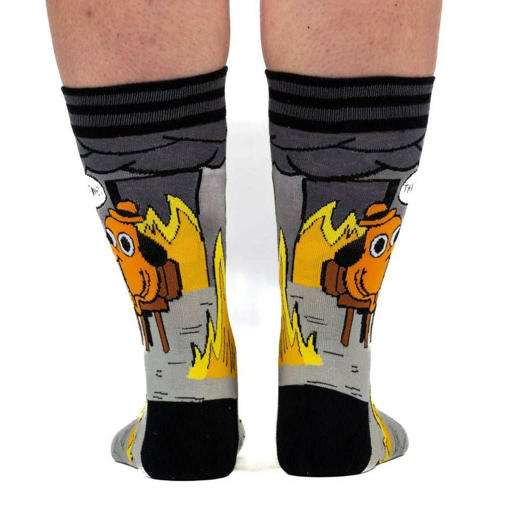 This is Fine: Noir Edition Crew Socks - Angel's House of Design Co.