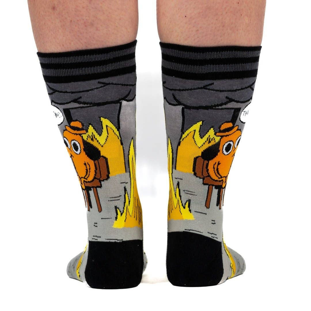 This is Fine: Noir Edition Crew Socks - Angel's House of Design Co.