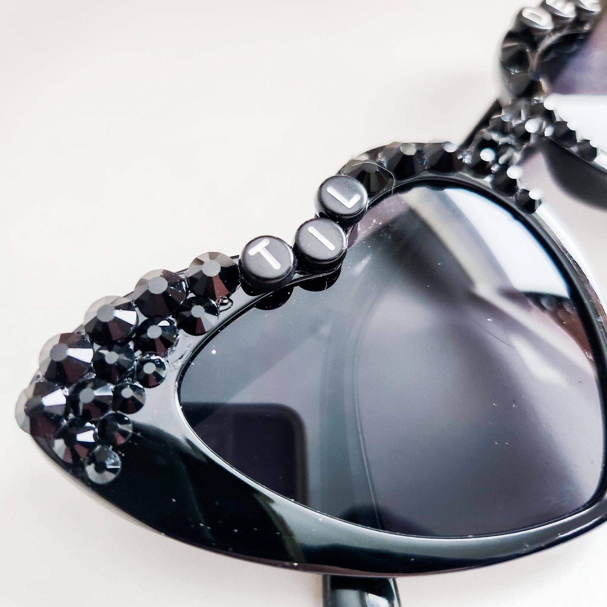 Til Death Black Heart Rhinestone Sunglasses - Angel's House of Design Co.