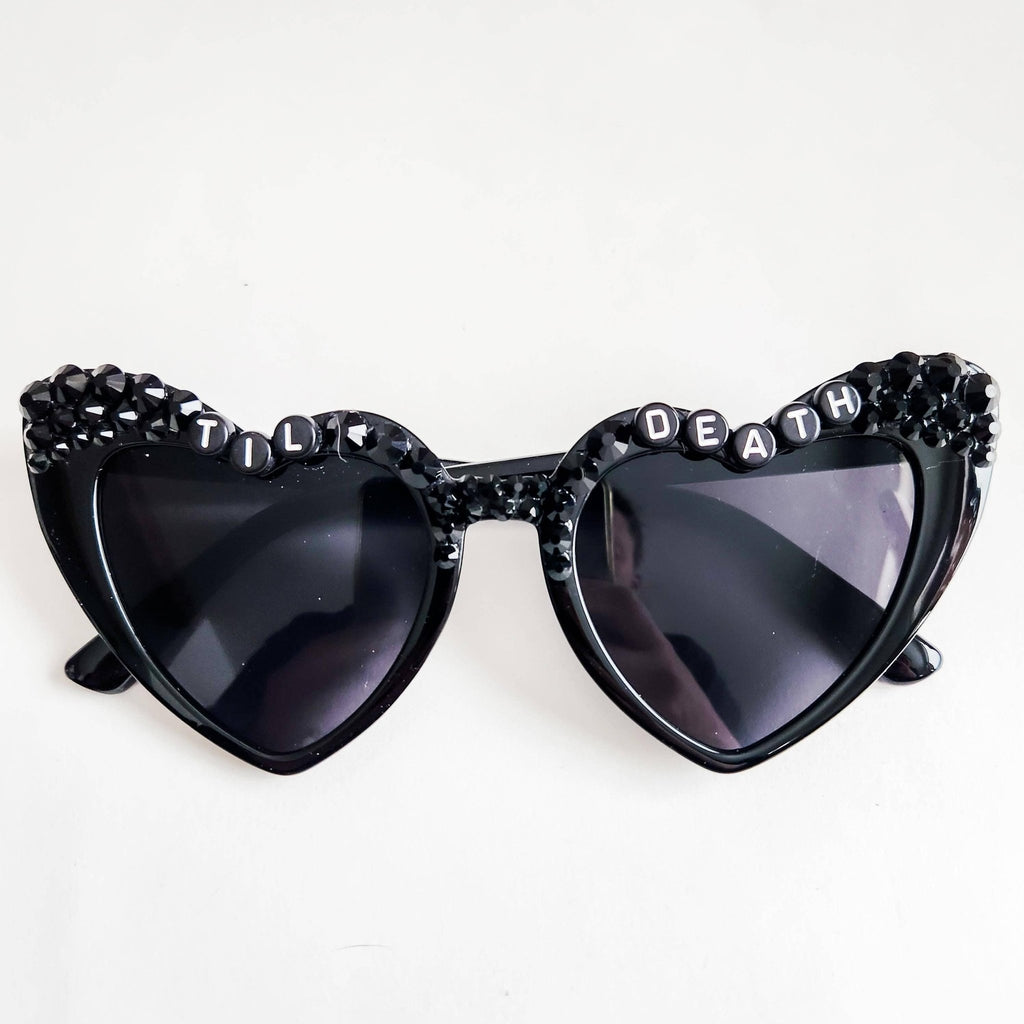 Til Death Black Heart Rhinestone Sunglasses - Angel's House of Design Co.