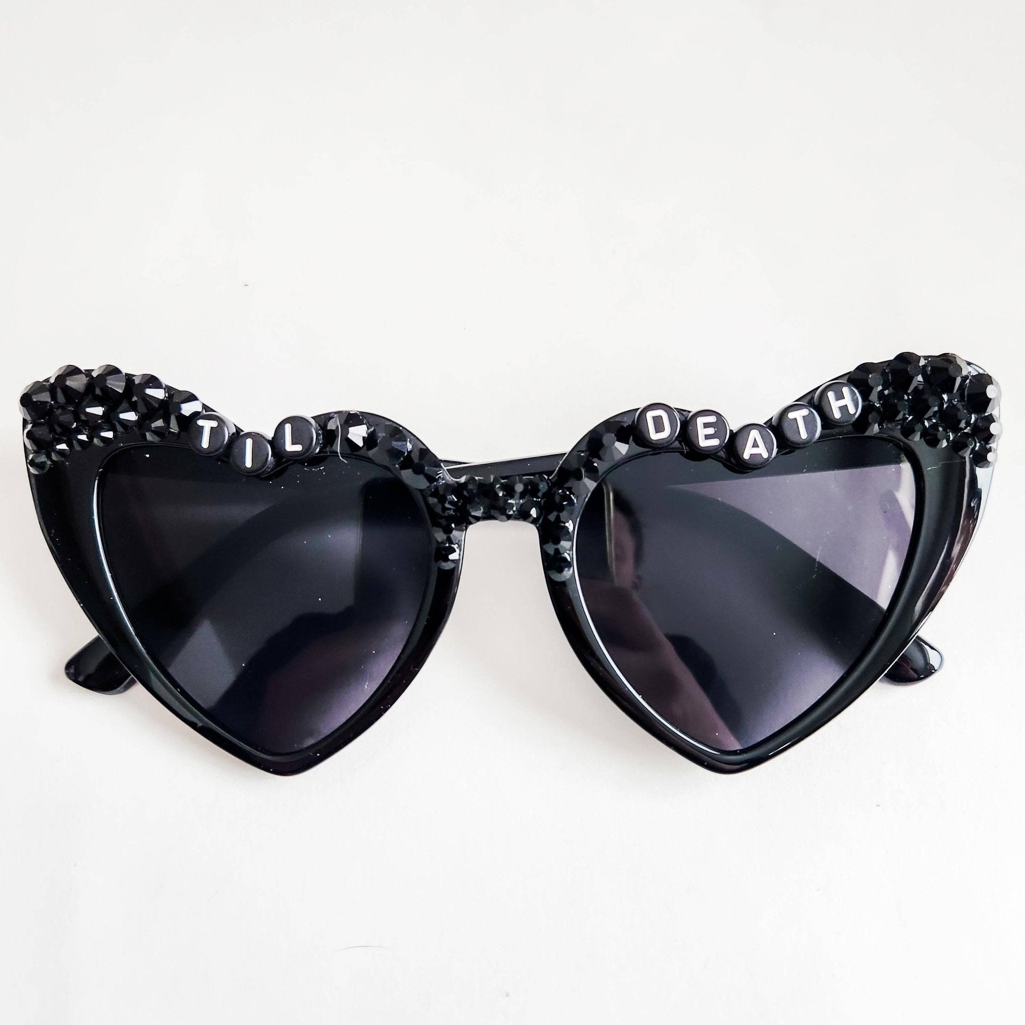 Til Death Black Heart Rhinestone Sunglasses - Angel's House of Design Co.