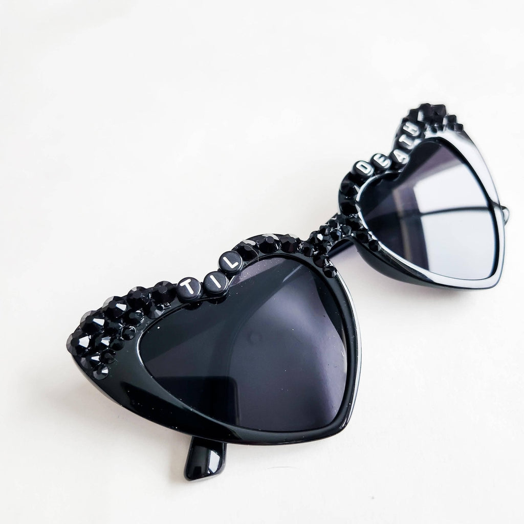 Til Death Black Heart Rhinestone Sunglasses - Angel's House of Design Co.