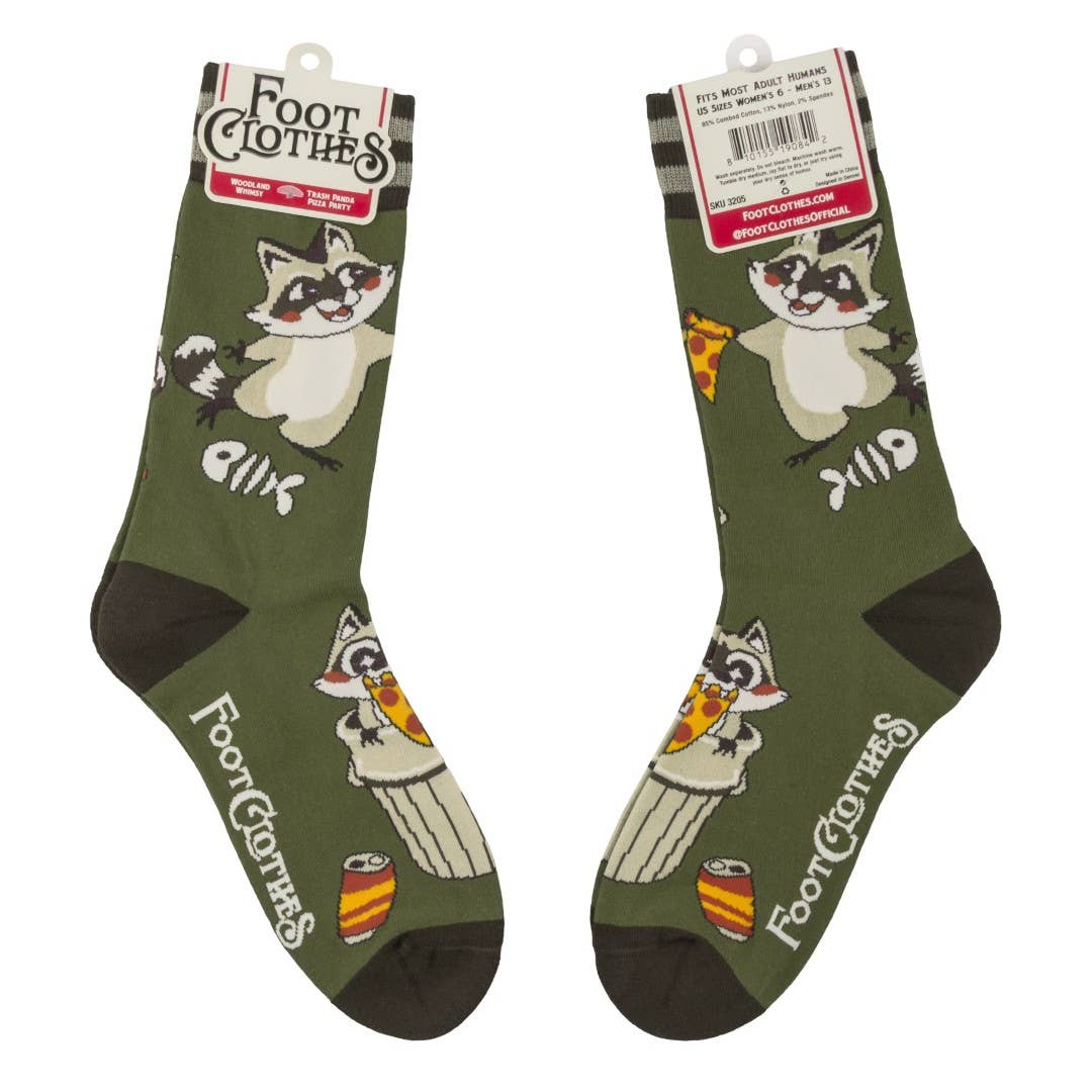 Trash Panda Pizza Party Crew Socks - Angel's House of Design Co.