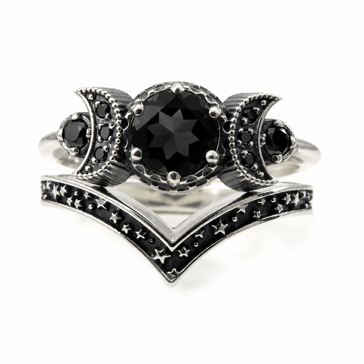 Triple Goddess Ring Set in Black - Angel's House of Design Co.