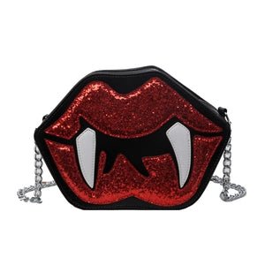 Vampire Lip Shaped Crossbody Bag with chain strap - Angel's House of Design Co.