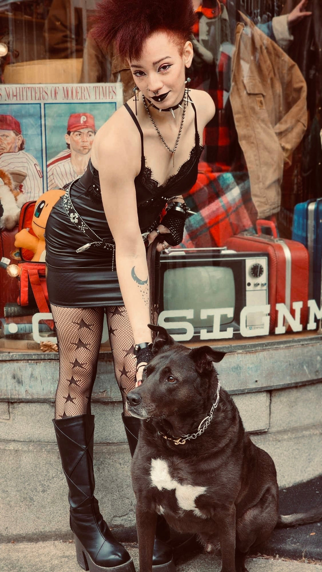 Vegan Leather & Lace Bodycon Dress with Rivets - Angel's House of Design Co.