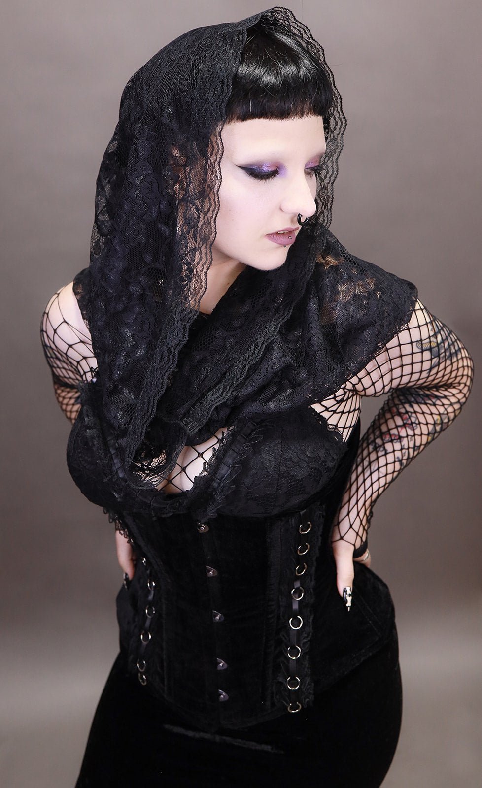 Velvet Underbust Corset with Lace Trim - Angel's House of Design Co.