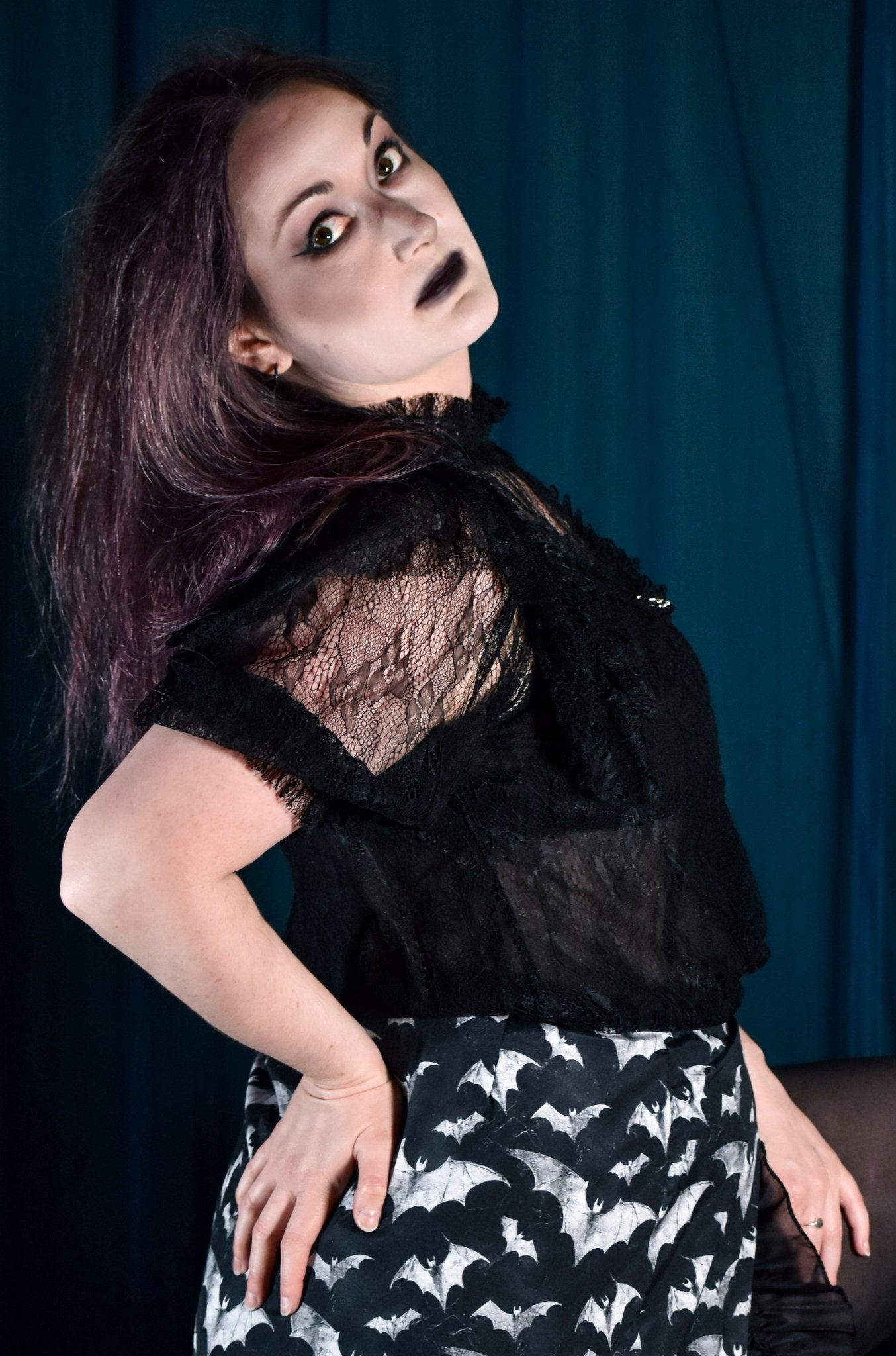 Victorian Lace Blouse with Bat Emblem - Angel's House of Design Co.
