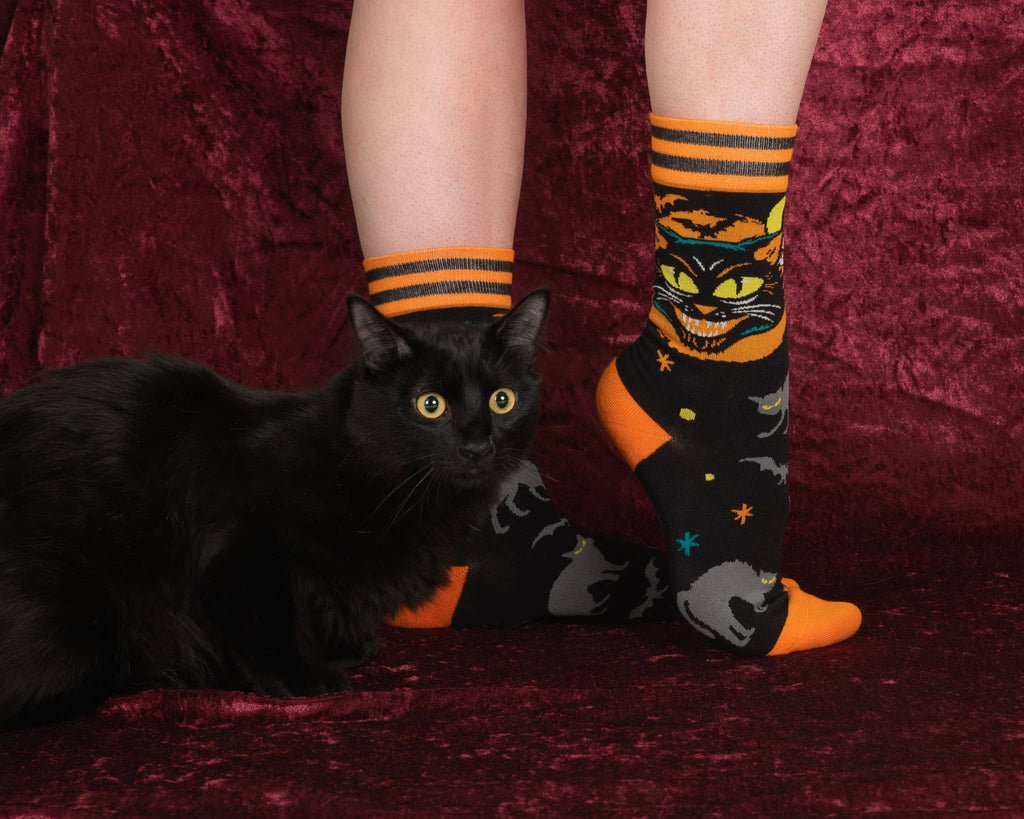 Vintage Black Cat Crew Socks - Angel's House of Design Co.