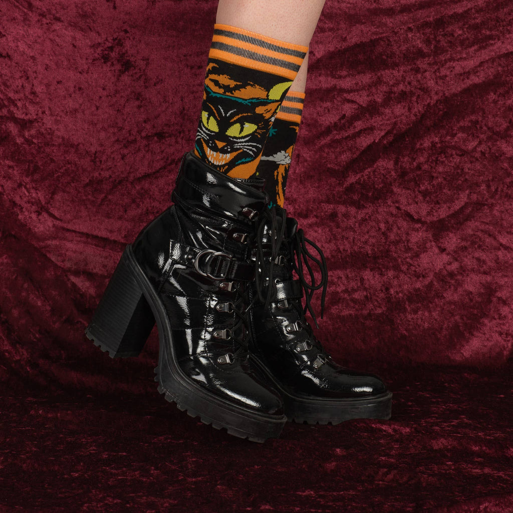 Vintage Black Cat Crew Socks - Angel's House of Design Co.
