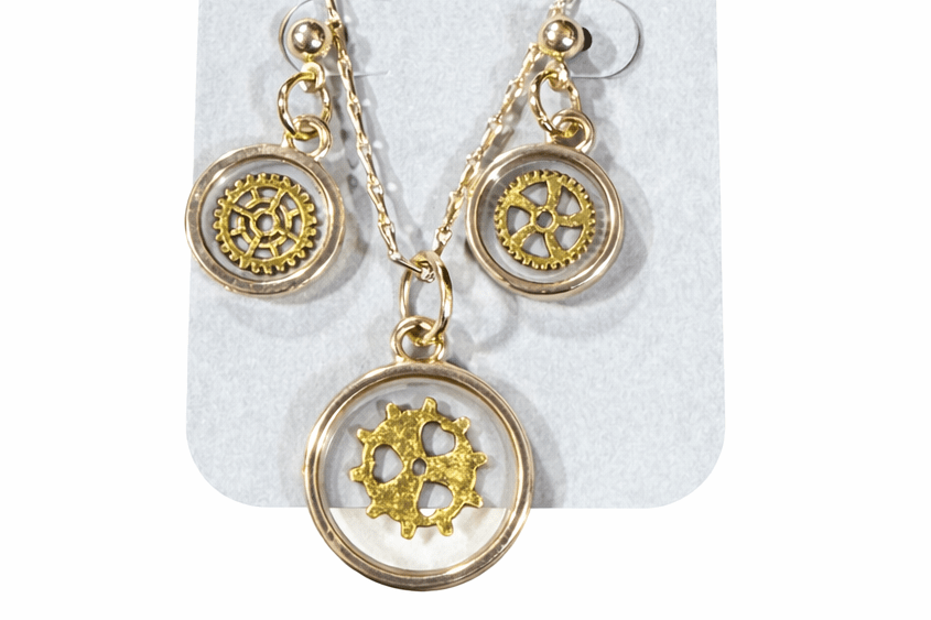 Working Gears Earring Necklace Set - Angel's House of Design Co.